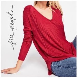 We the Free Catalina thermal waffle knit top, Red, size: XS
